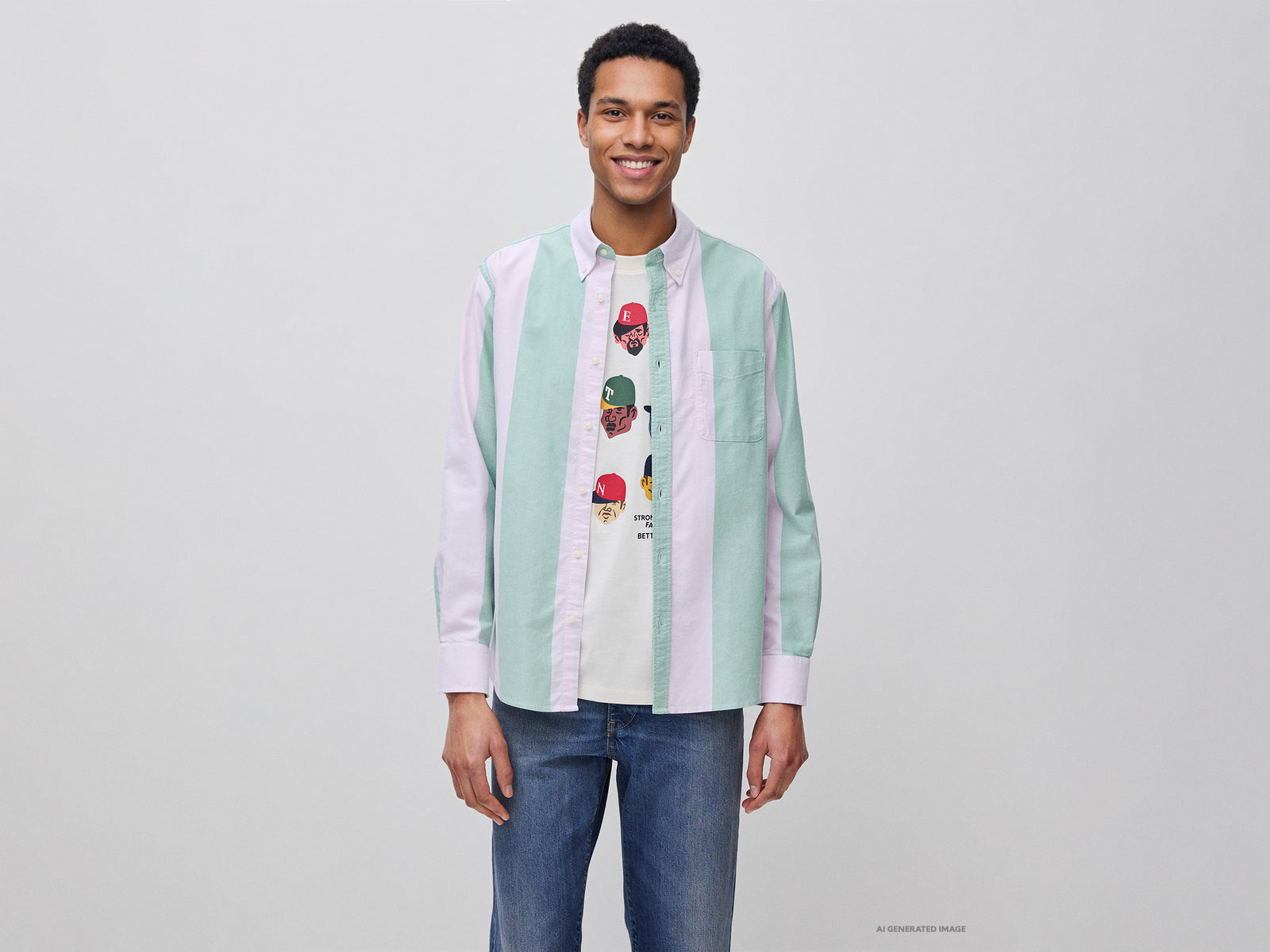 Camisa às riscas verde e rosa - ucb_image_F