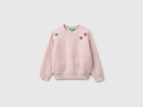 Camisola com flores bordadas em mistura de lã - ucb_image_FS
