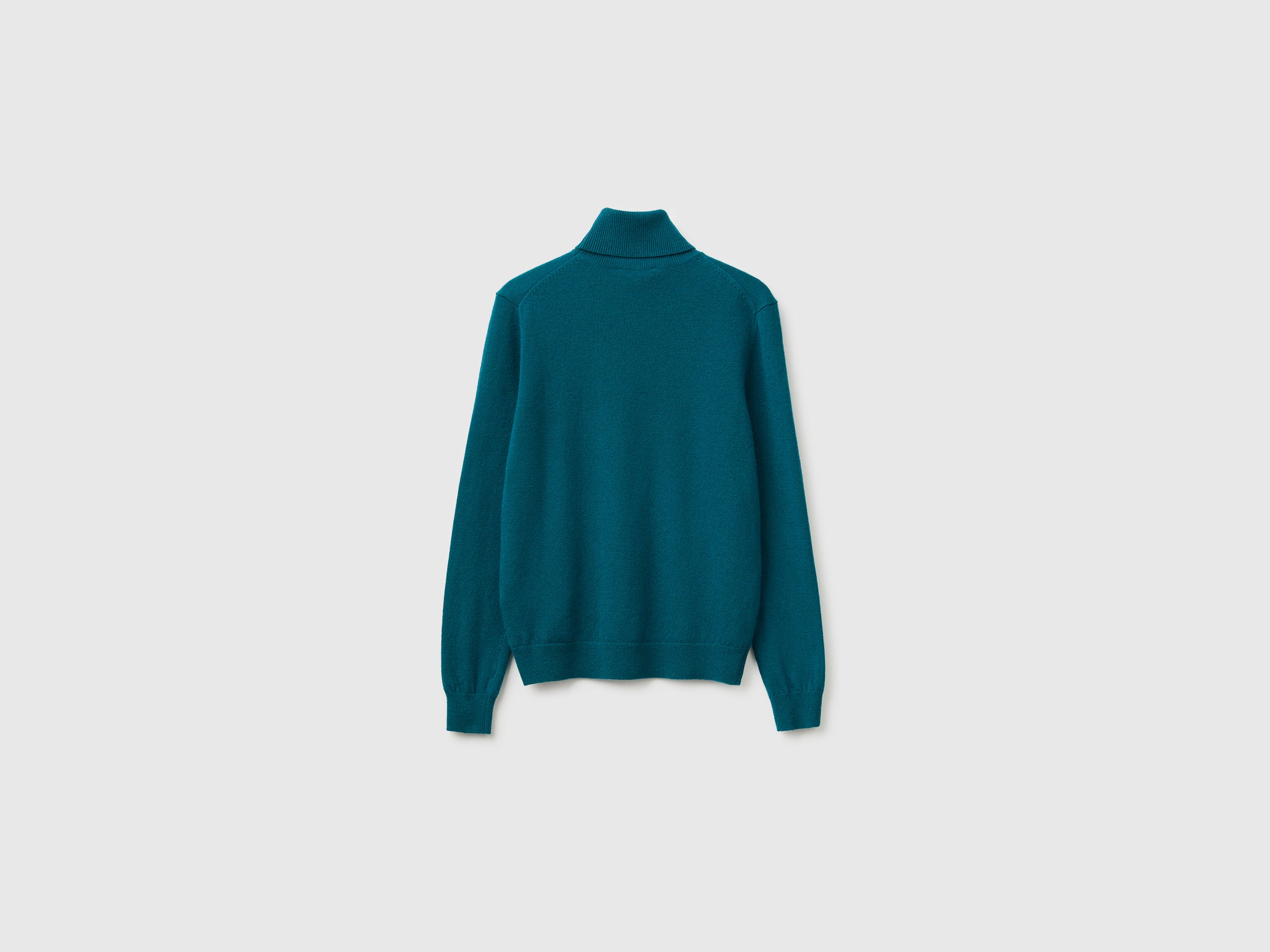 Camisola de gola alta azul-petróleo em pura lã Merino - ucb_image_BS
