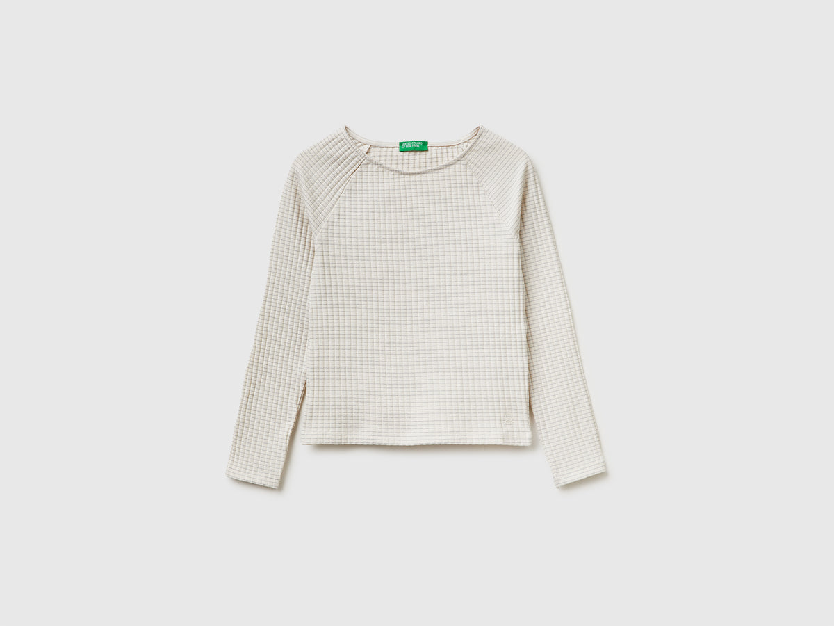 Ribbed boat neck T shirt