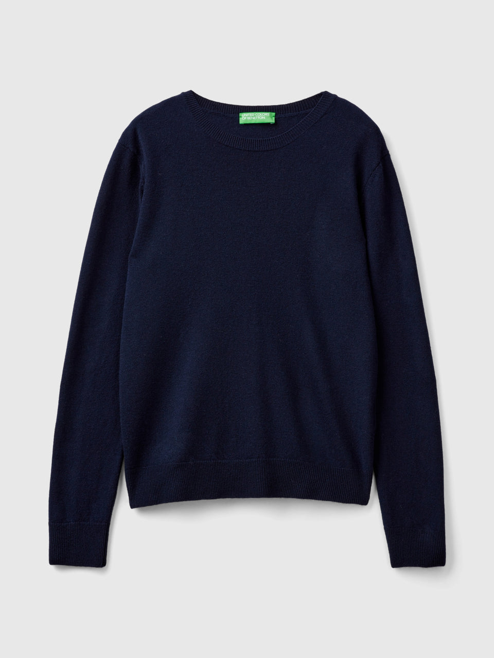 Dark blue crew neck sweater in pure Merino wool - ucb_image_FS