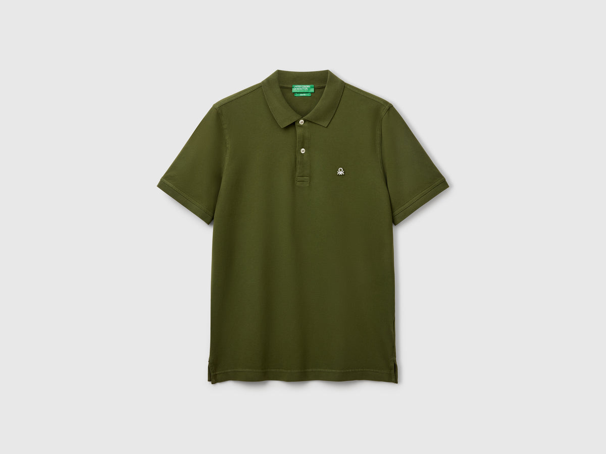 Olive green slim fit polo shirt