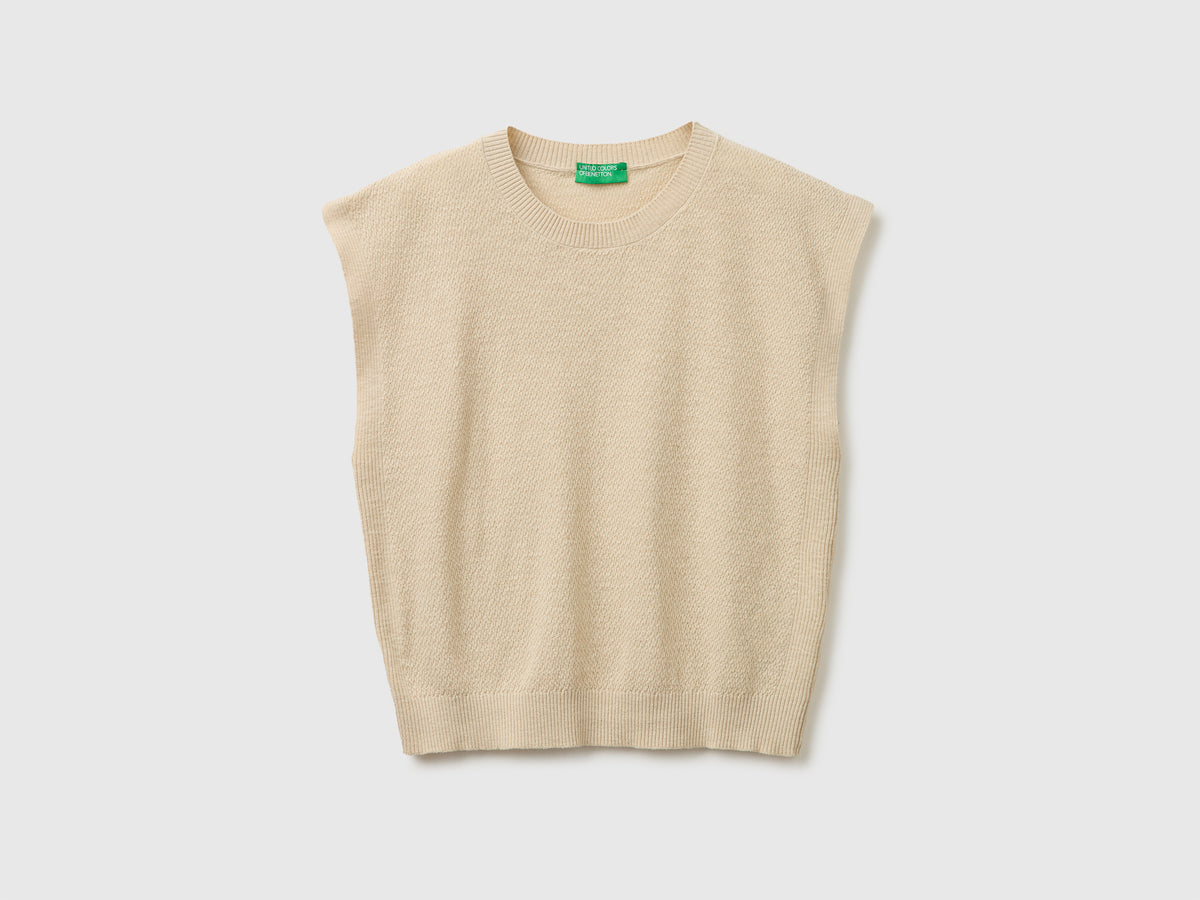 Sleeveless linen blend sweater