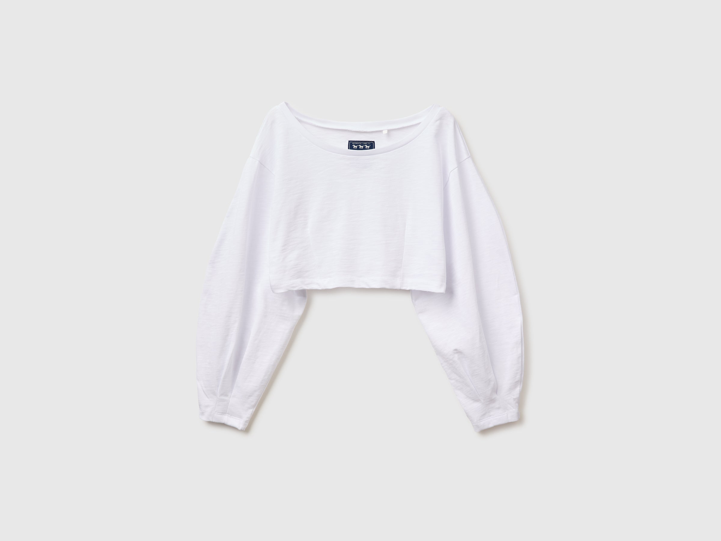 Cropped balloon sleeve T-shirt