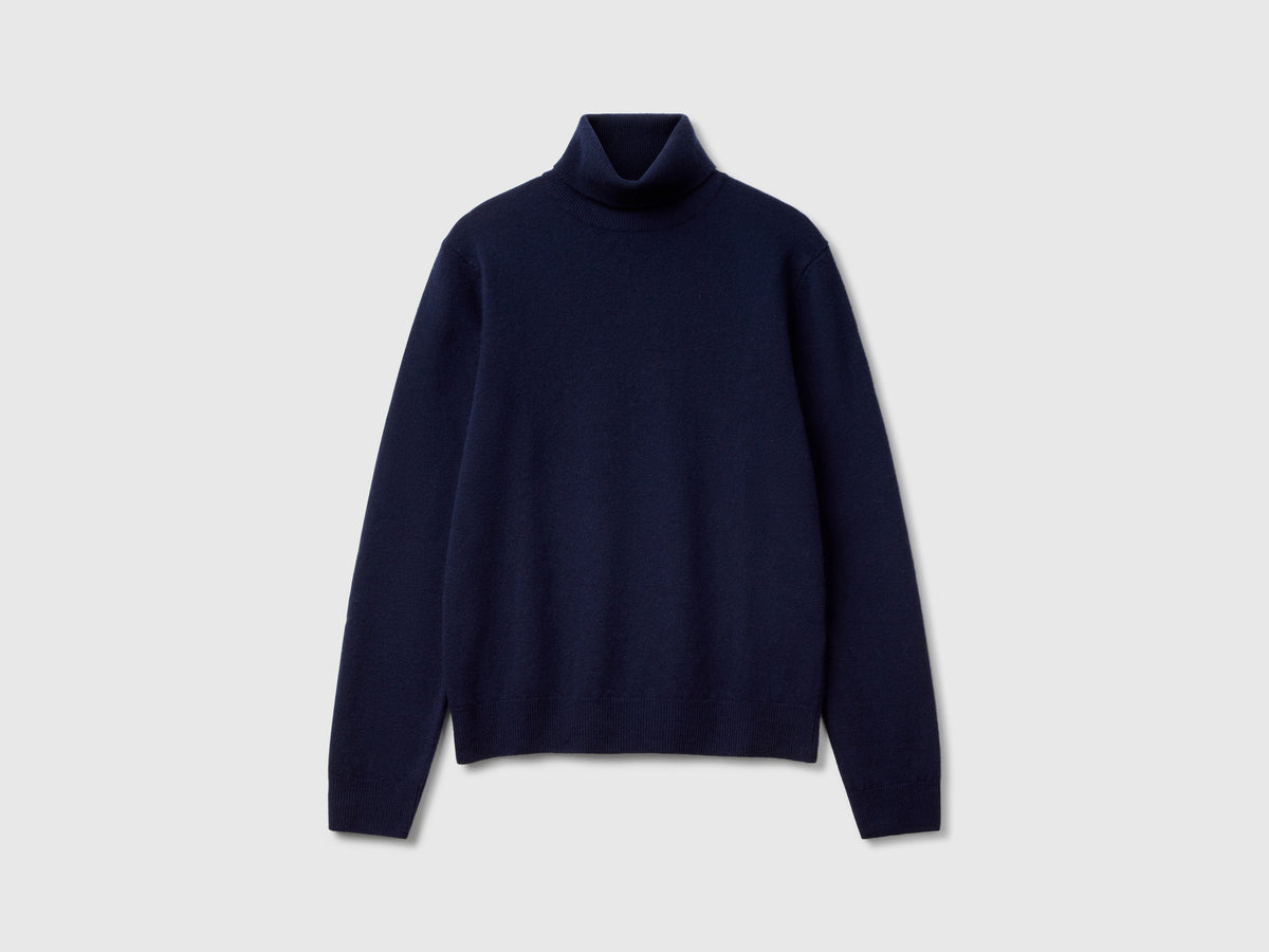 Dark blue turtleneck pure Merino wool