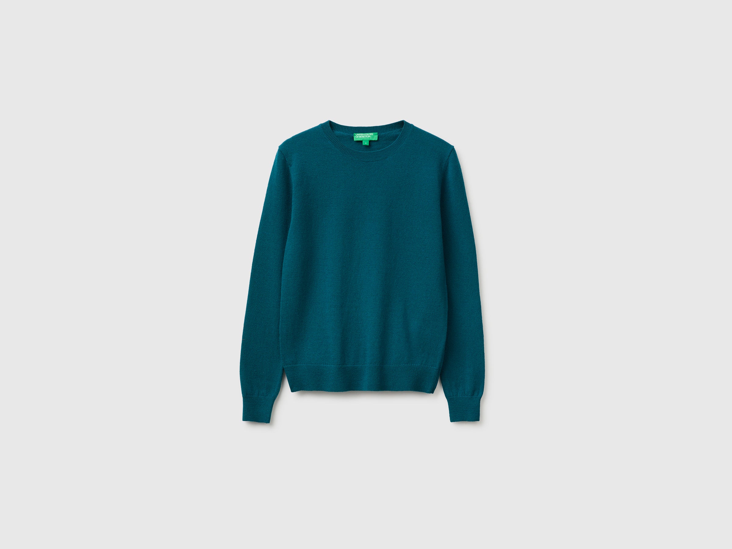 Camisola de gola redonda azul-petróleo em pura lã Merino - ucb_image_FS