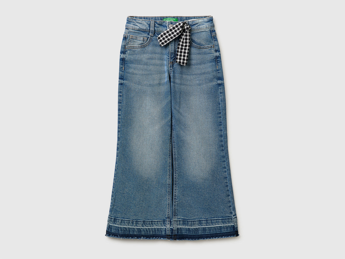 Flare fit jeans gingham scarf