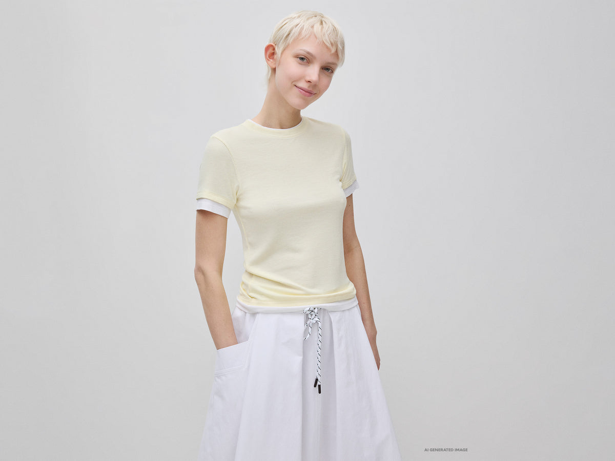 Slim fit ribbed T shirt