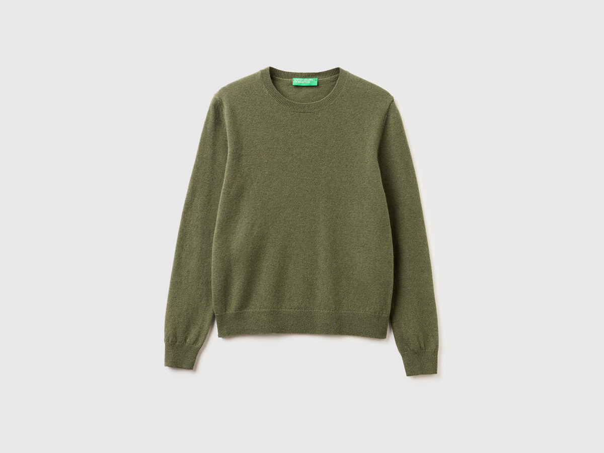 Military crew neck sweater pure Merino wool