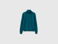 Camisola de gola alta azul-petróleo em pura lã Merino - ucb_image_FS