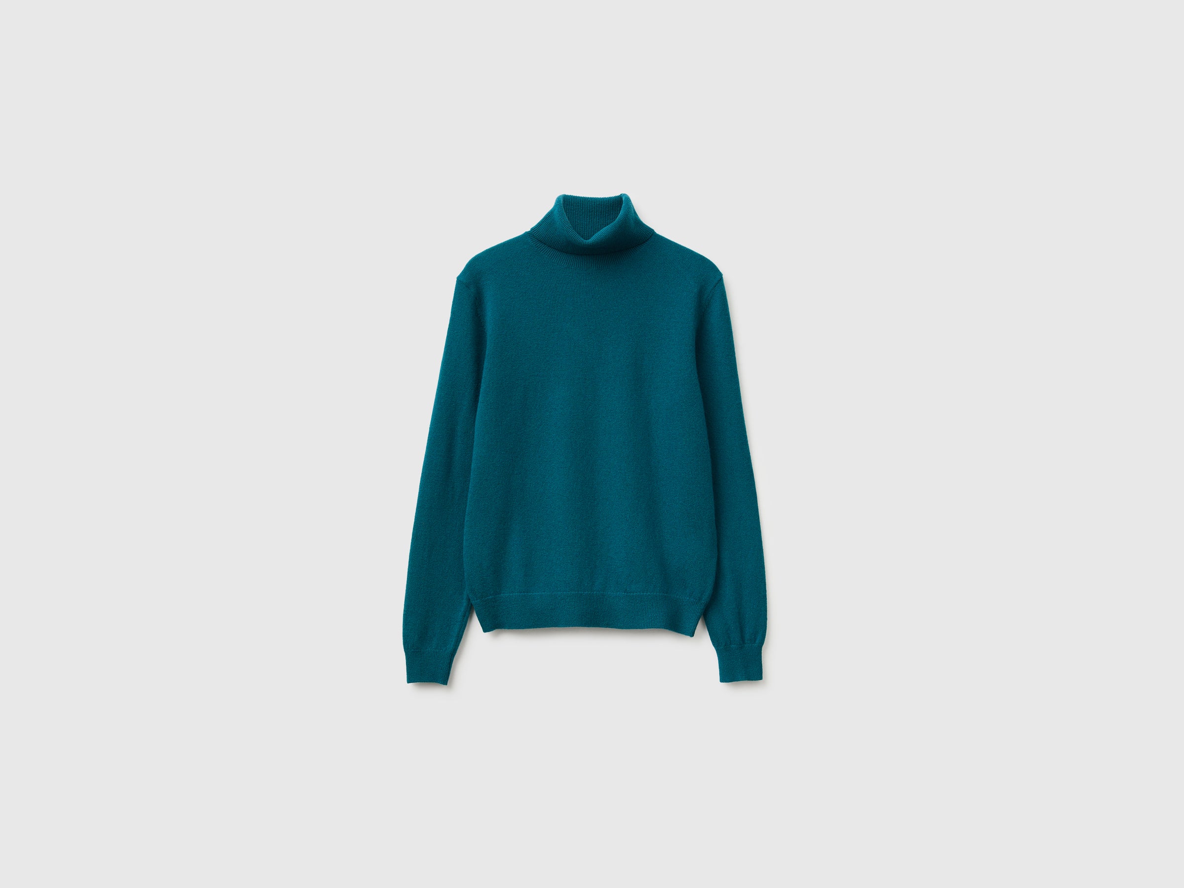 Camisola de gola alta azul-petróleo em pura lã Merino - ucb_image_FS