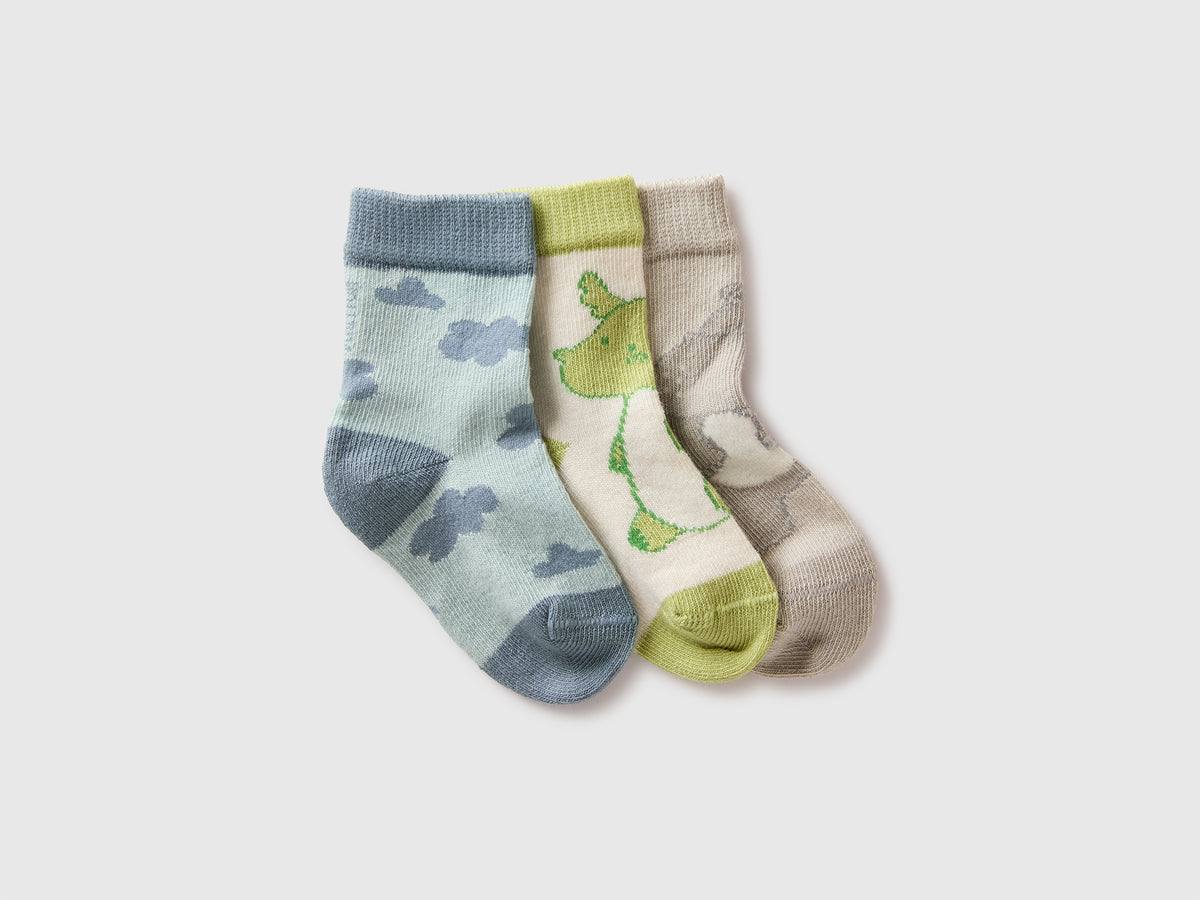 Three pairs patterned socks