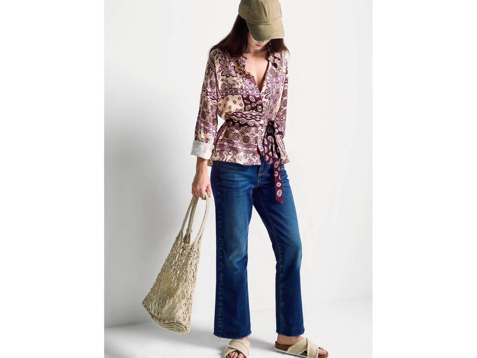 Cropped cotton jeans