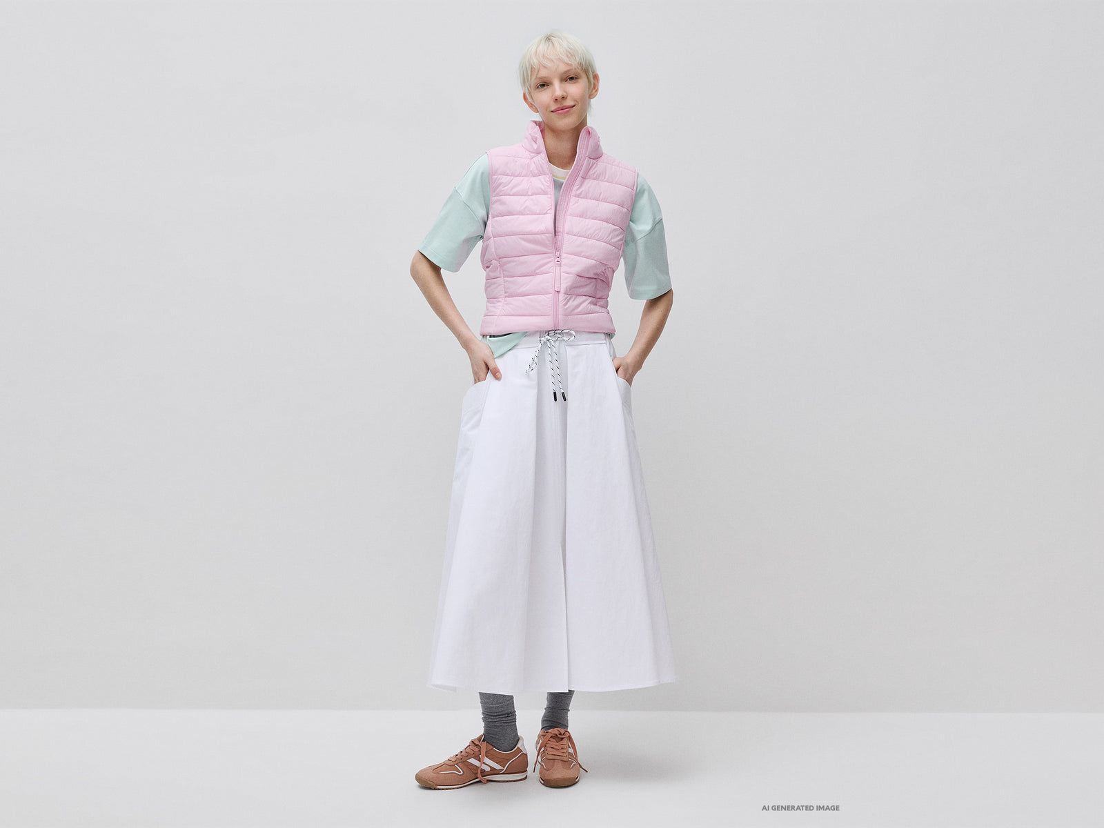 Midi skirt with drawstring
