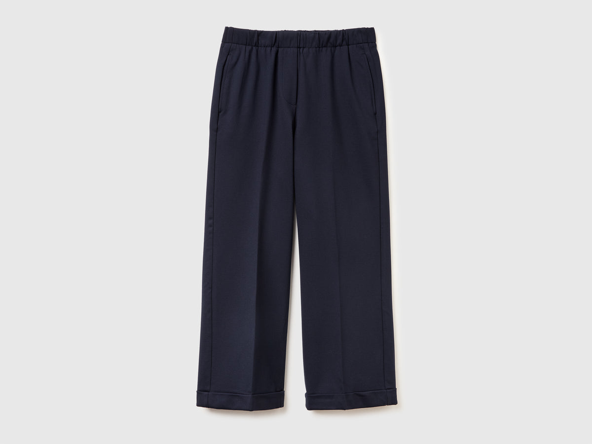 Trousers elastic waist turn ups