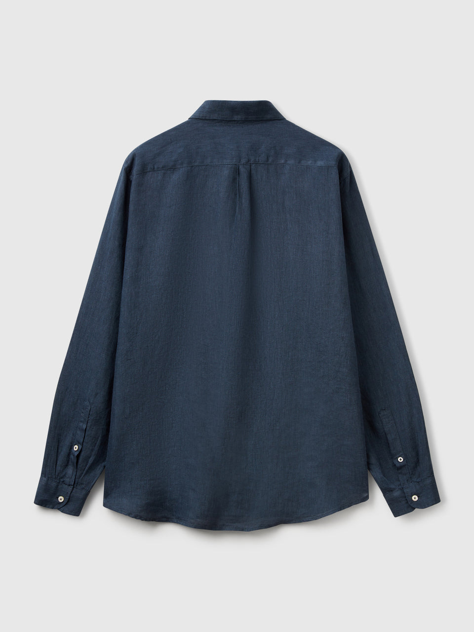 Midnight blue patterned shirt in pure linen - ucb_image_BS