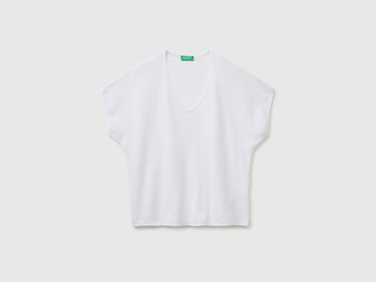 V neck sweater linen blend