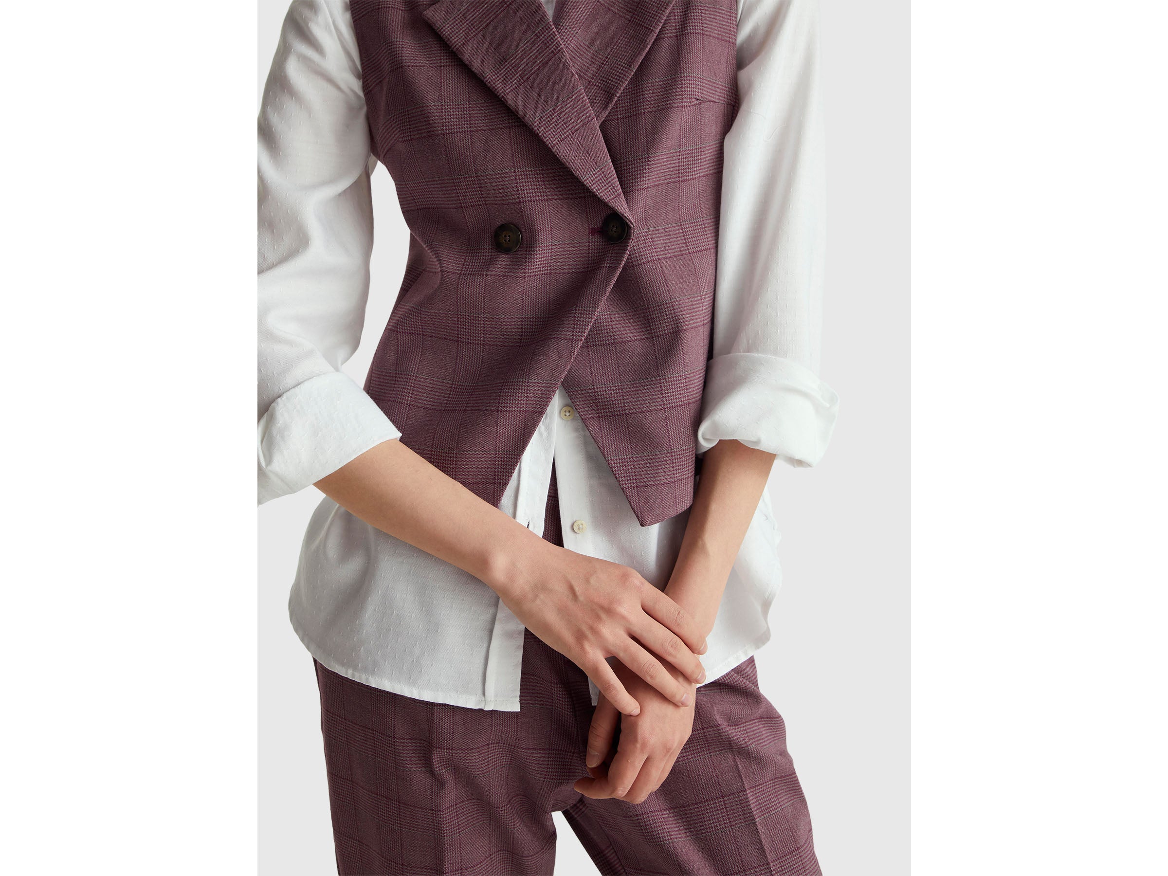 Double-breasted Prince of Wales vest