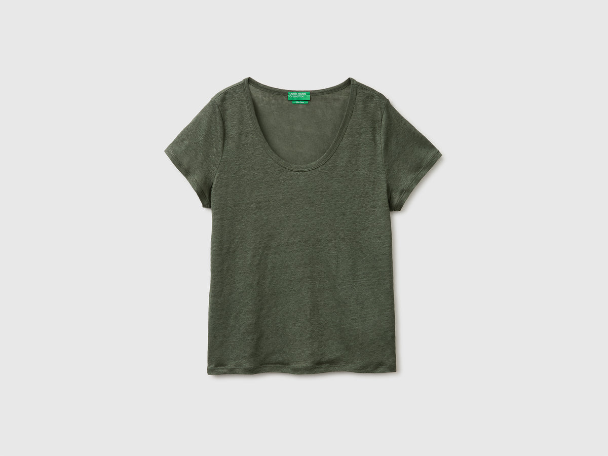 Round neck T shirt pure linen