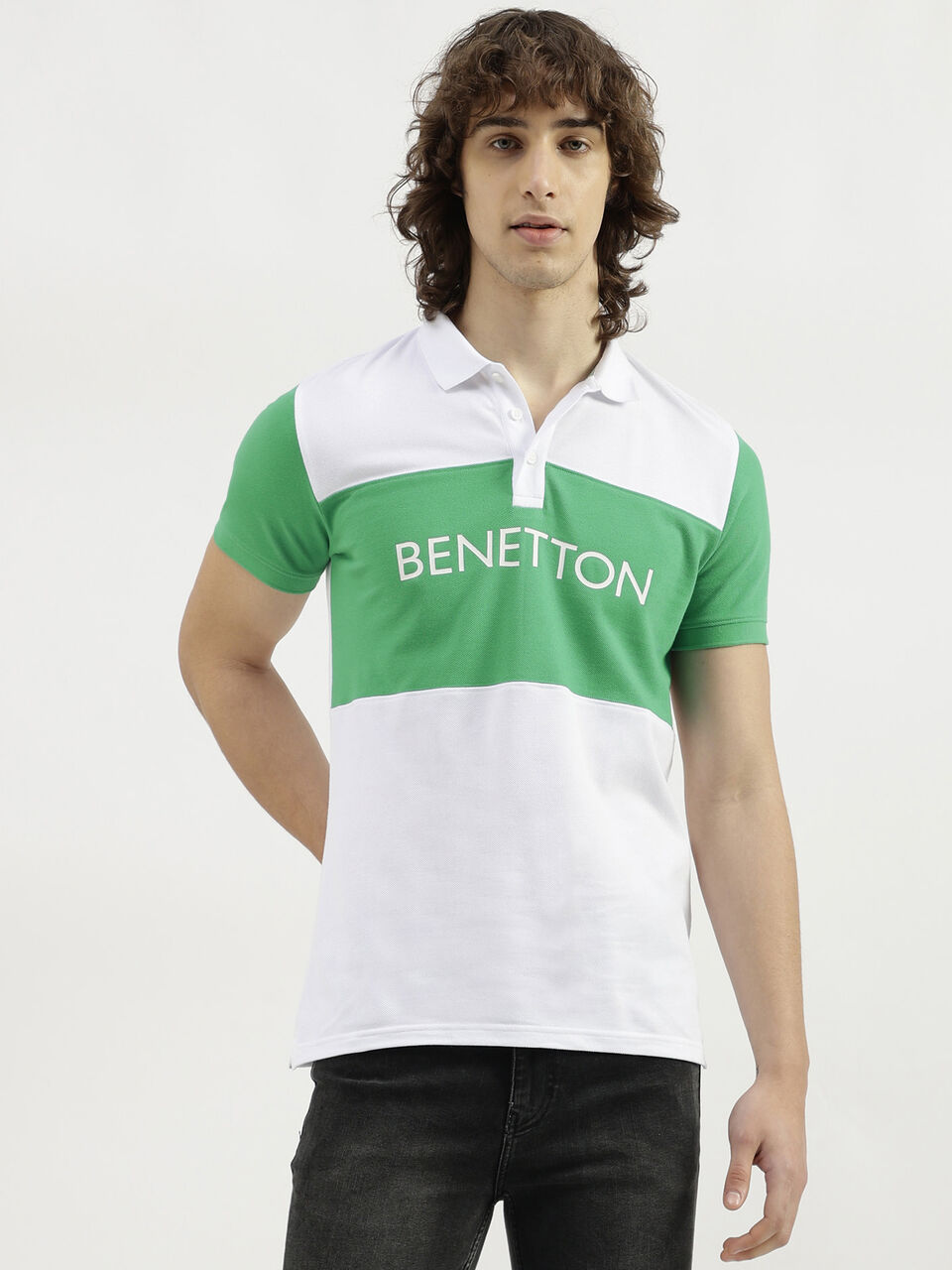 COLOR BLOCK BRANDED PIQUE POLO image number null