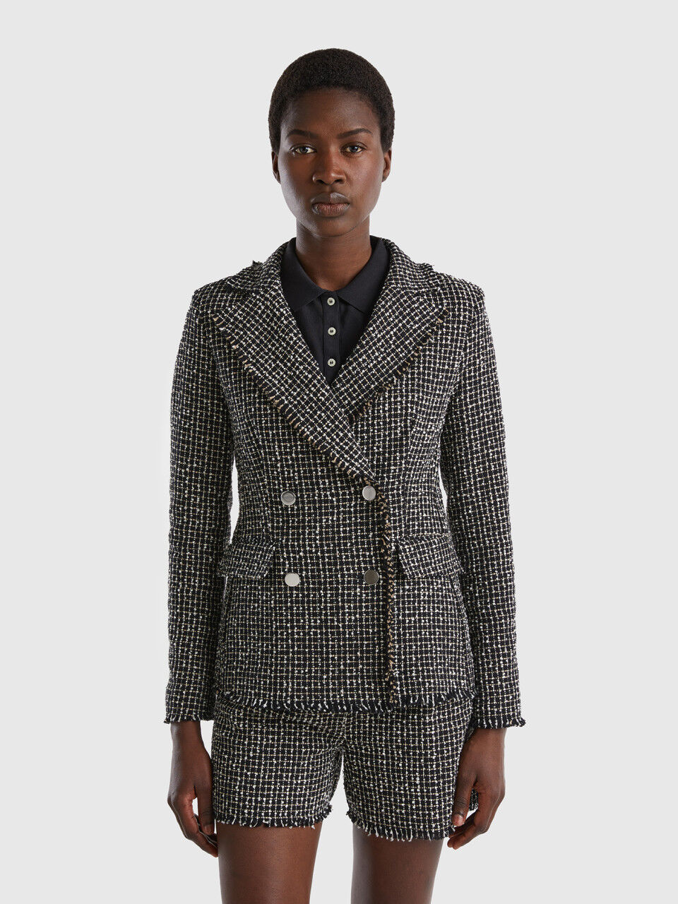 Double-breasted blazer in tweed