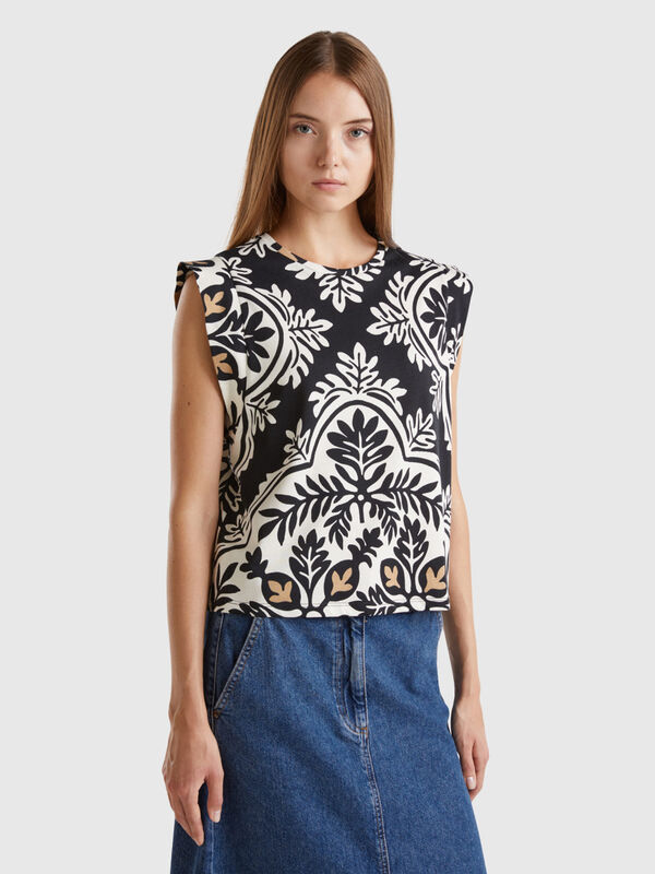 Floral top in pure cotton Women