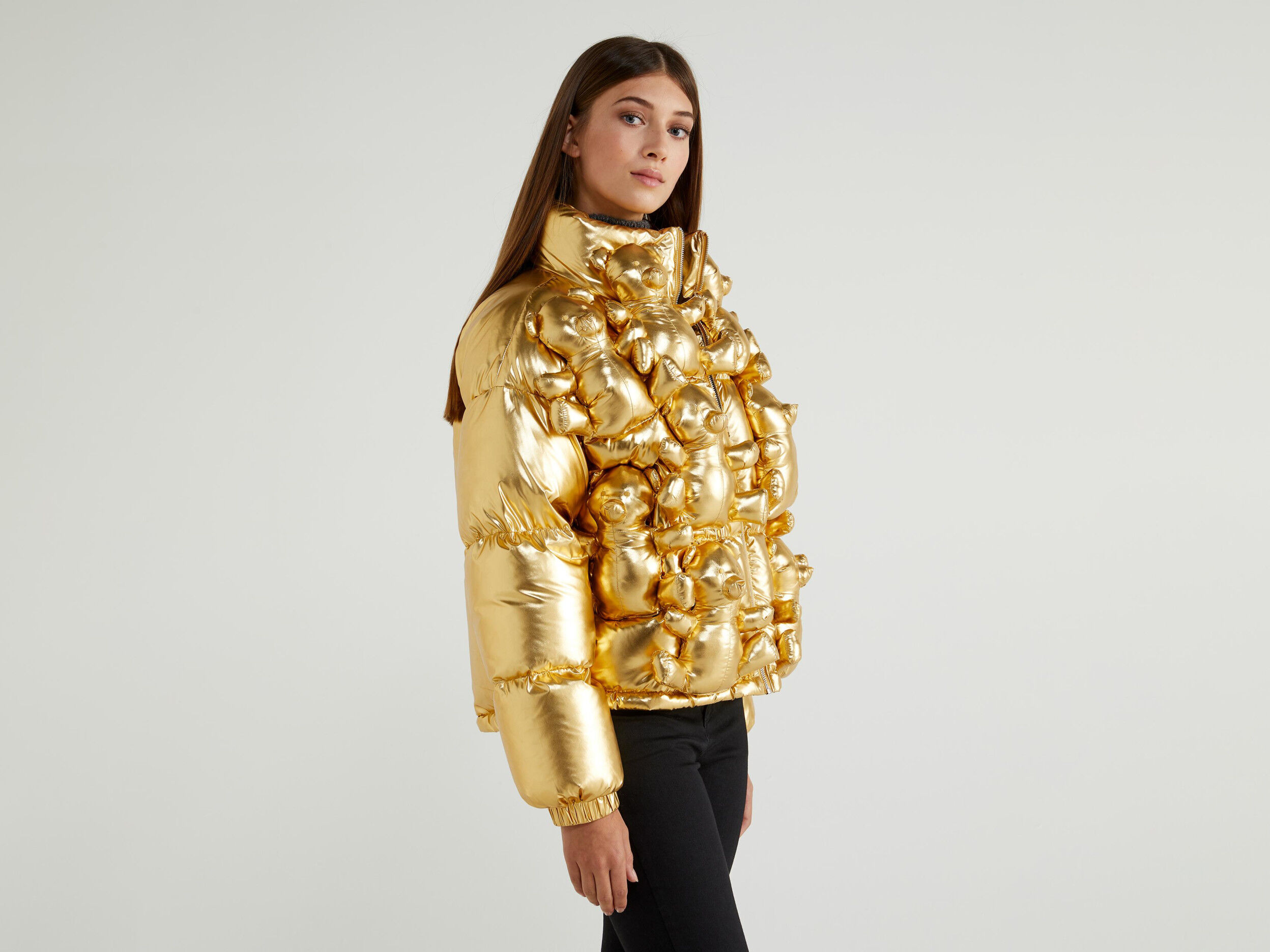 womens gold puffer coat