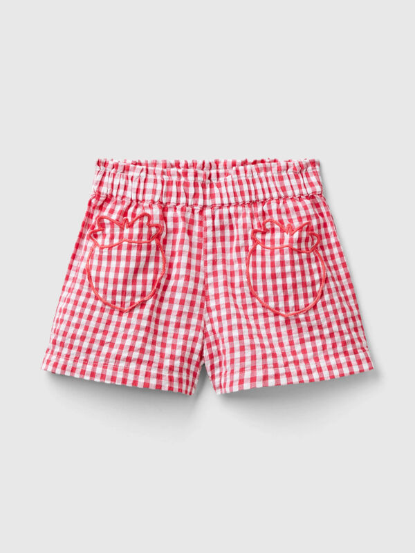 Vichy bermuda shorts with fruit pockets Junior Girl
