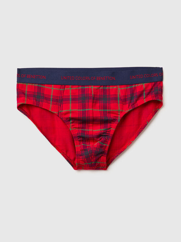 Red and blue tartan underwear Men