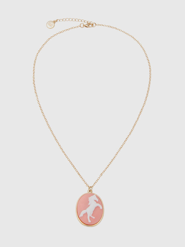 Necklace with pink horse cameo Women
