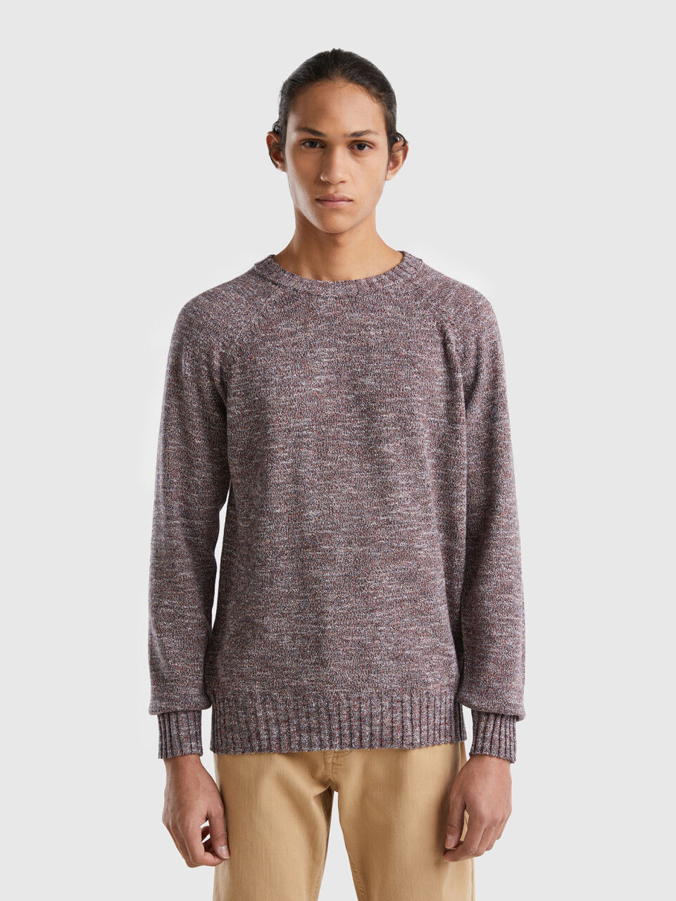 Crew neck sweater in cotton blend
