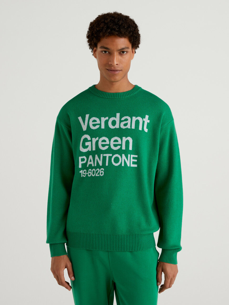 BenettonxPantone™ dark green sweater with inlay