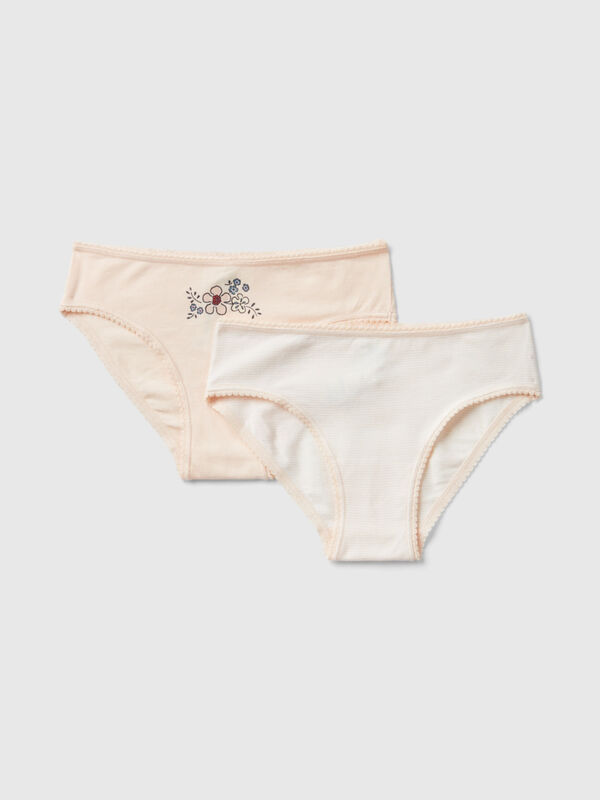 Two pairs of patterned underwear in stretch cotton Junior Girl