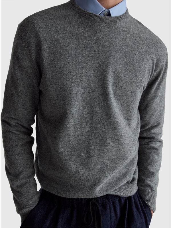 Gray sweater in pure Merino wool Men