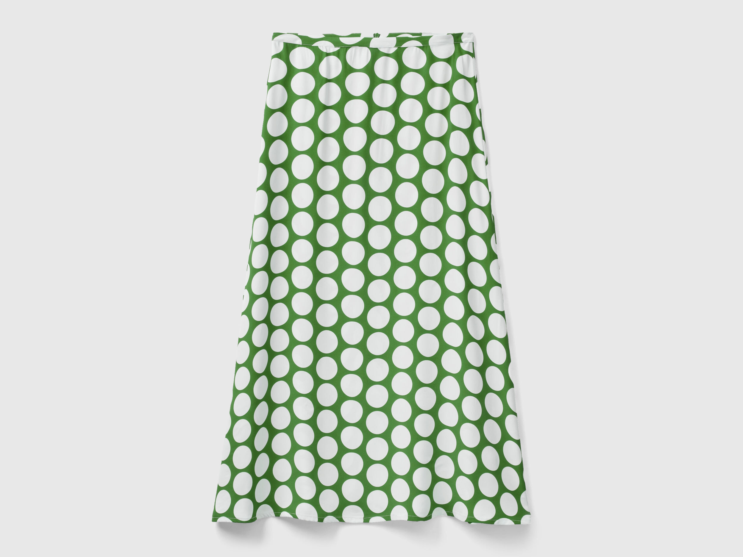 Polka dot satin skirt - Green | Benetton