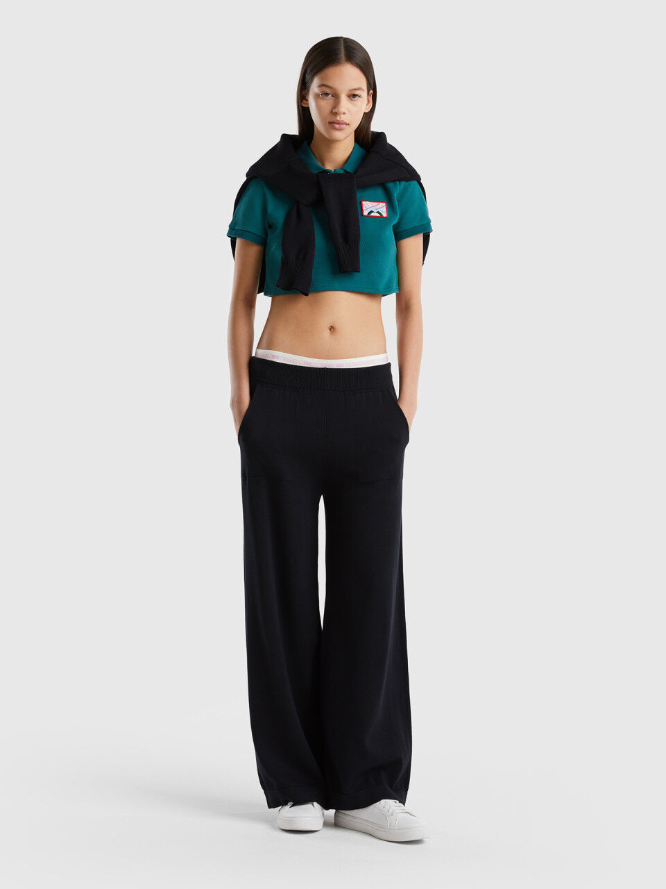 Knit wide trousers
