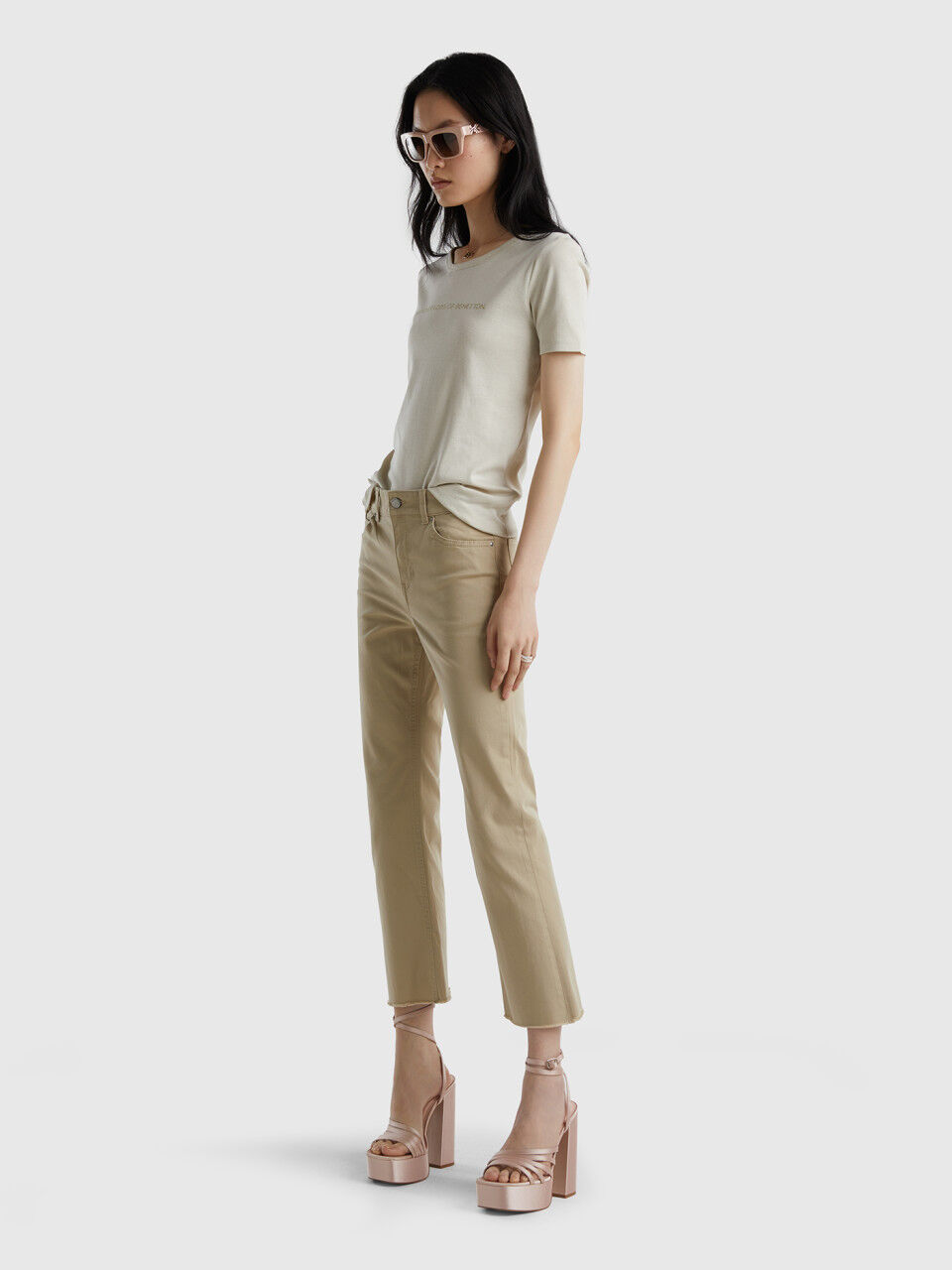 Five-pocket cropped trousers