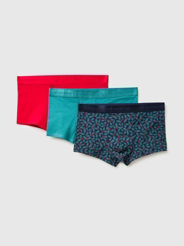 Three Christmas boxers in stretch cotton Men