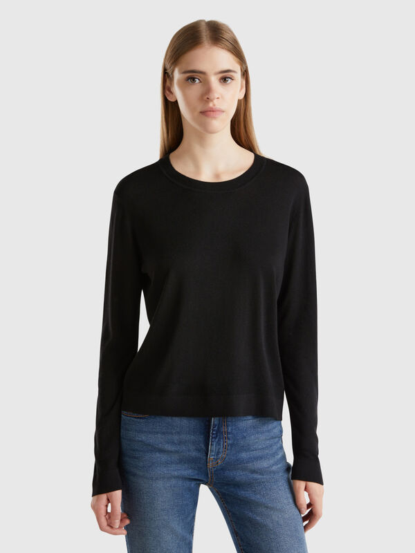 Long sleeve sweater in silk blend Women