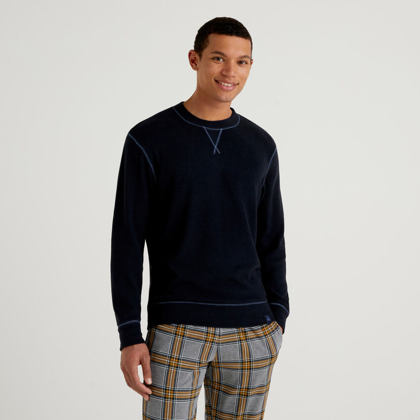 Solid colored crew neck sweater