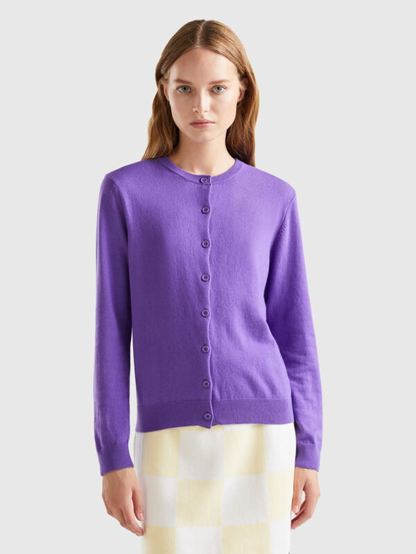 Purple cardigan in cashmere and wool blend Women