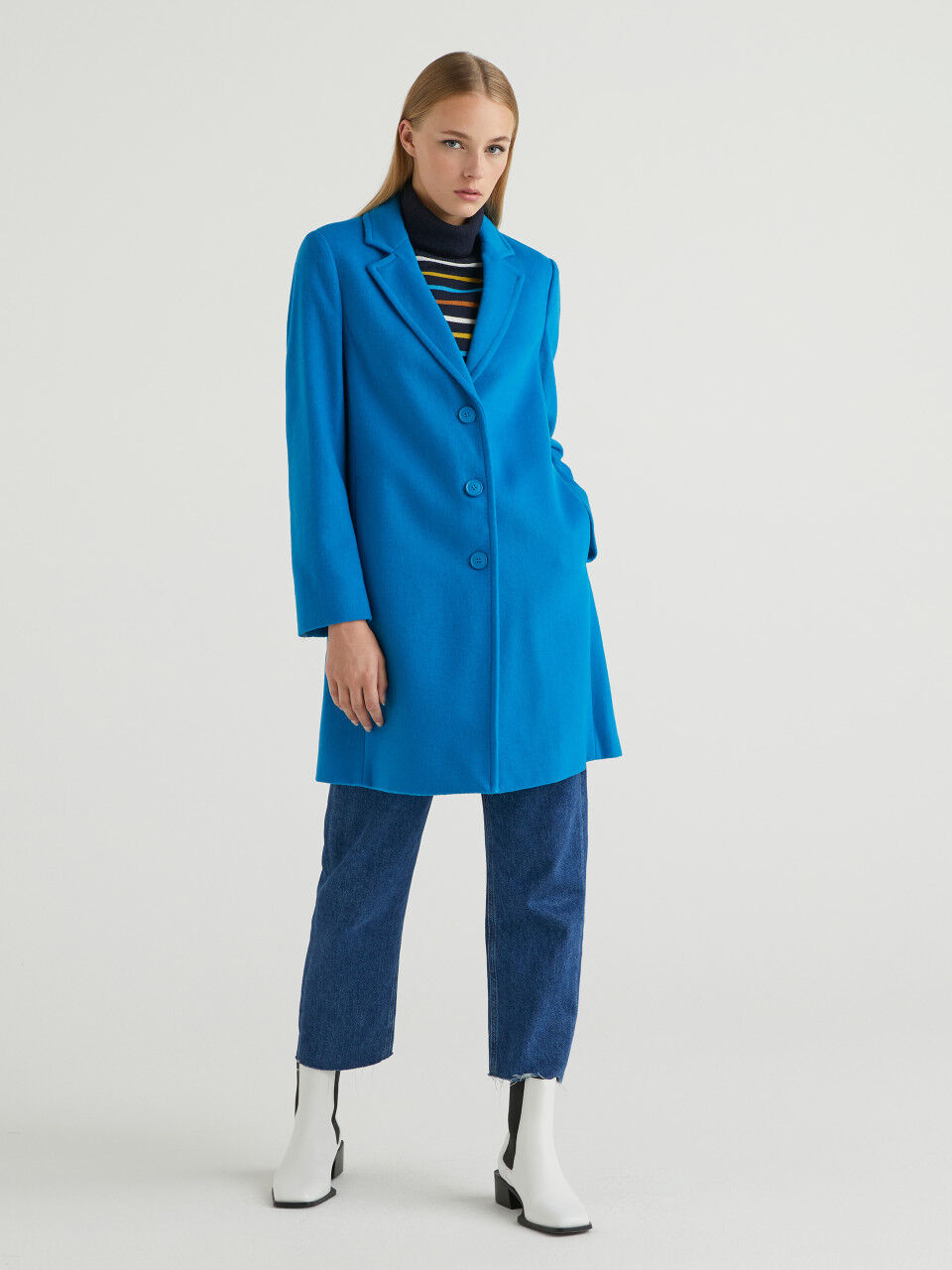 REMIXANCE Long coat Blue 38                  EU discount 48% WOMEN FASHION Coats Cloth 