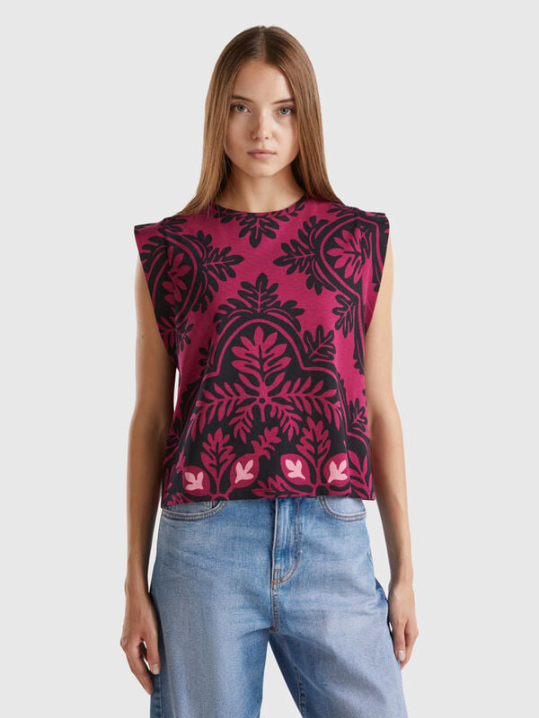 Floral top in pure cotton Women