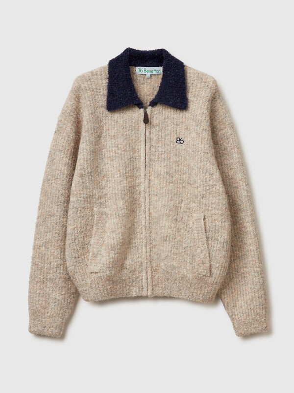 Cardigan with collar and zipper Women