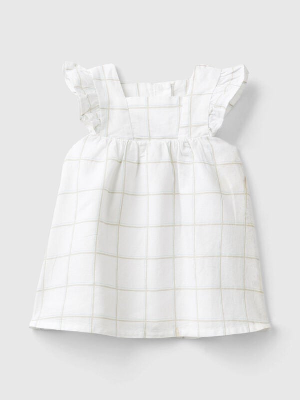 Check dress in linen blend New Born (0-18 months)