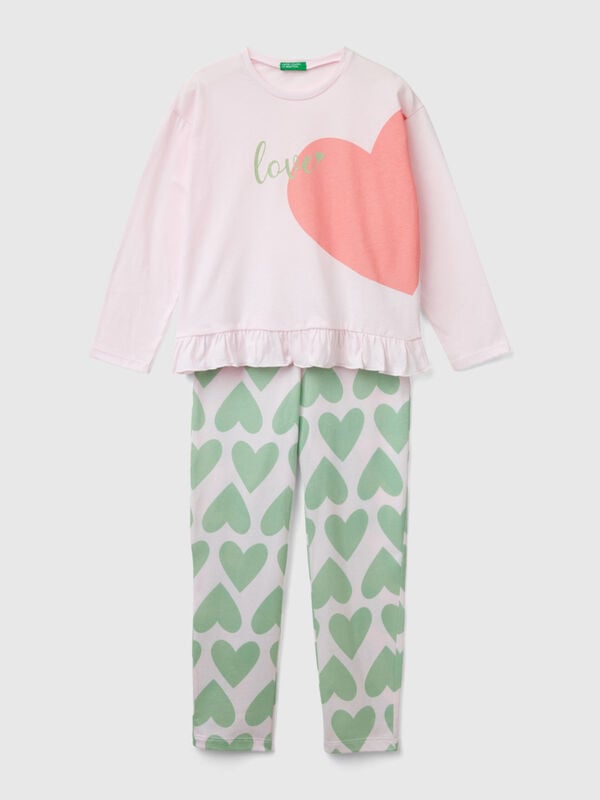 Long fiber cotton heart pyjamas Junior Girl