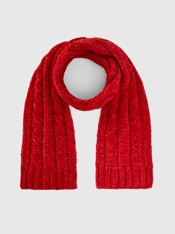 Chenille scarf with cable knit Junior Boy