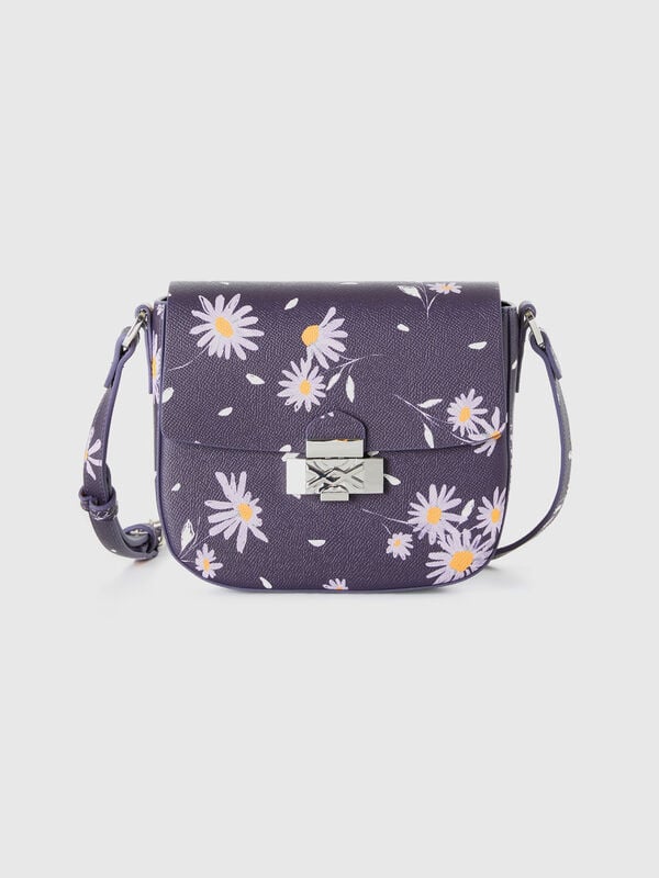 Bag with flowers in imitation leather Women
