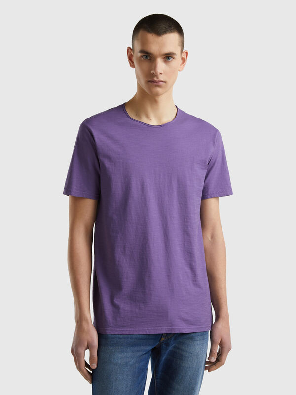 Purple t-shirt in slub cotton Men