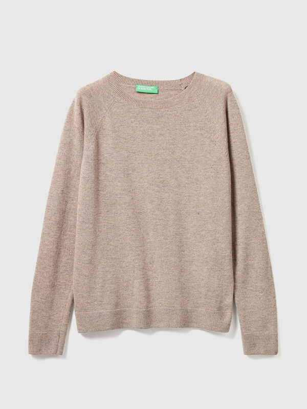 Beige crew neck sweater in wool and cashmere blend Women
